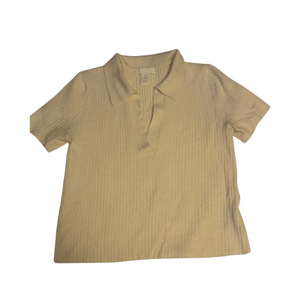 H&M RIBBED KNIT SHORT SLEEVE POLO - Picture 1 of 3